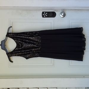 Short Sequined Dress with Lined Chiffon Skirt